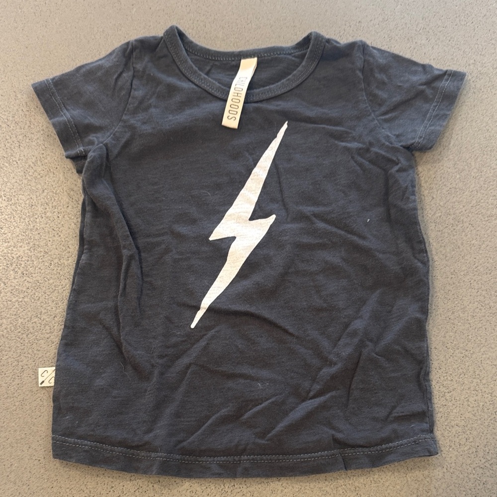 Childhoods Clothing Washed Black Lightning Bolt Graphic Tee 2T